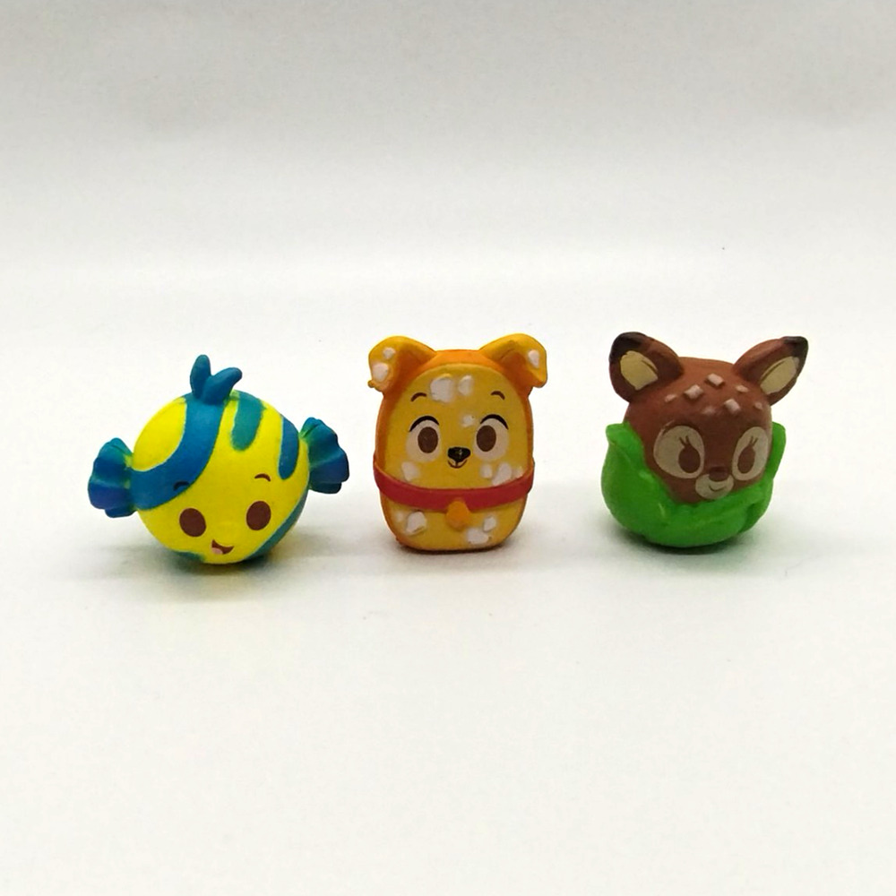 Disney Munchlings Mini Figurines Set of 3: Flounder Tramp Garlic & Bambi
